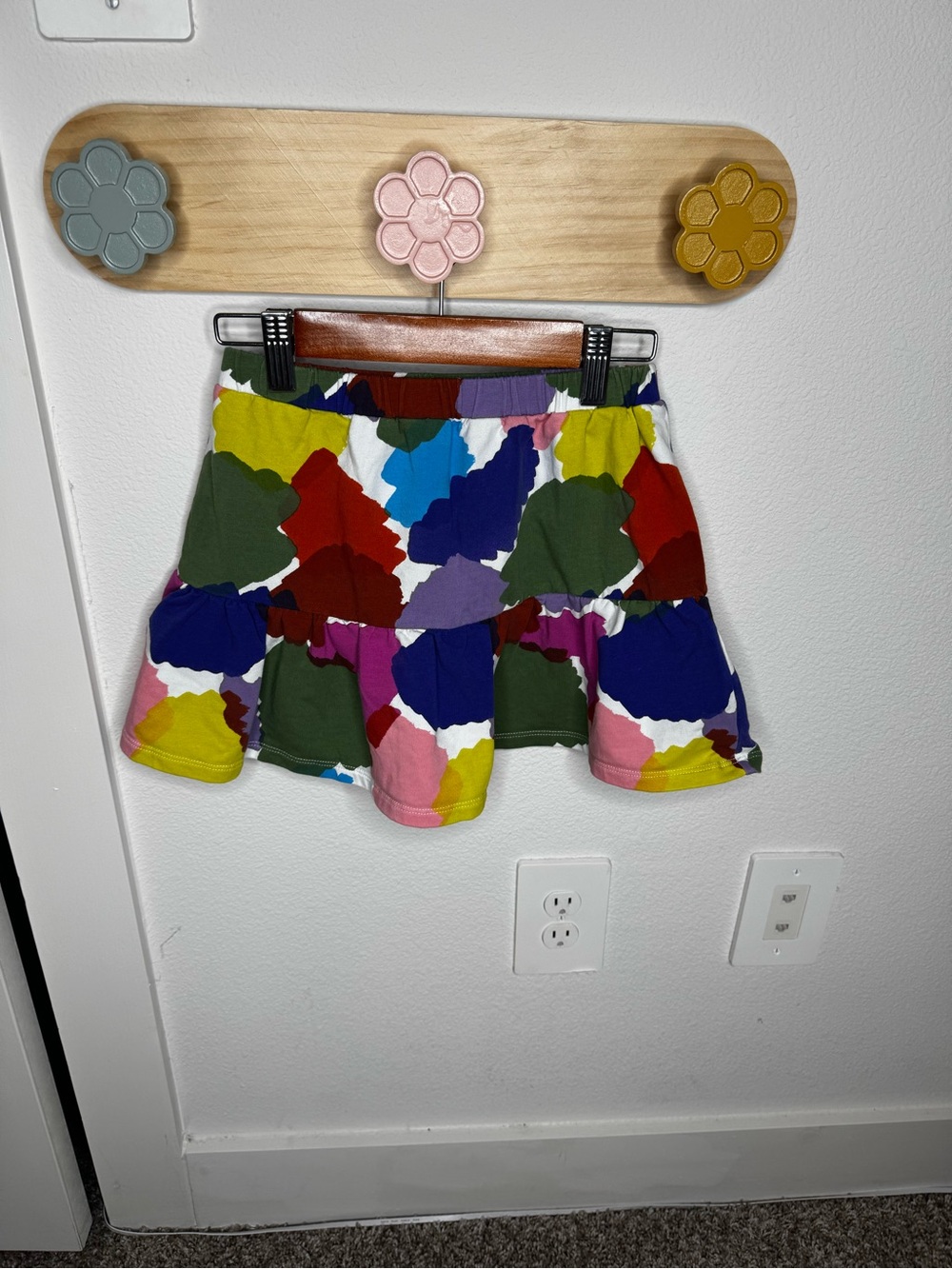 Colorful Abstract Print Ruffle Mini Skirt